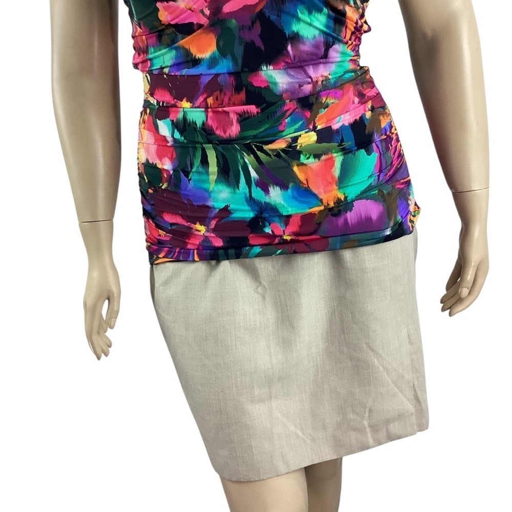 Lauren Ralph Lauren Halter Tankini Top Floral Print Ruched Multicolor 12 - Picture 3 of 6